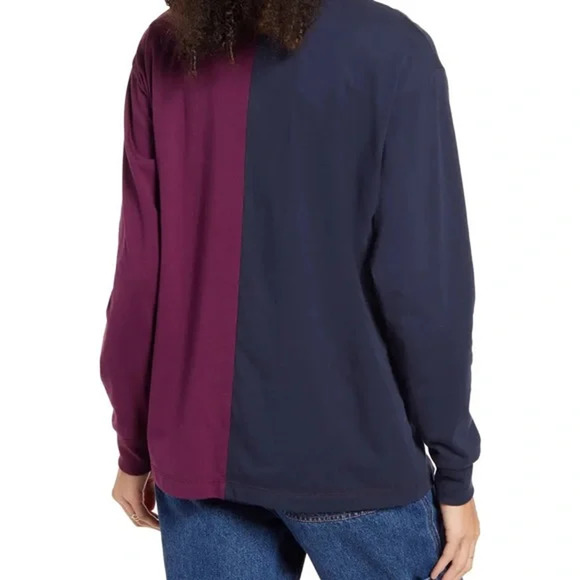 BP Split Sport Long Sleeve Graphic Top In Navy/Purple Redone Sport - Picture 3 of 9